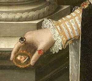 Isabel de Valois sosteniendo un retrato de Felipe II-detalle.jpg